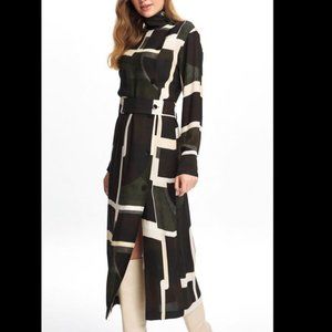 Massimo Dutti Black and Cream Geometric Dress